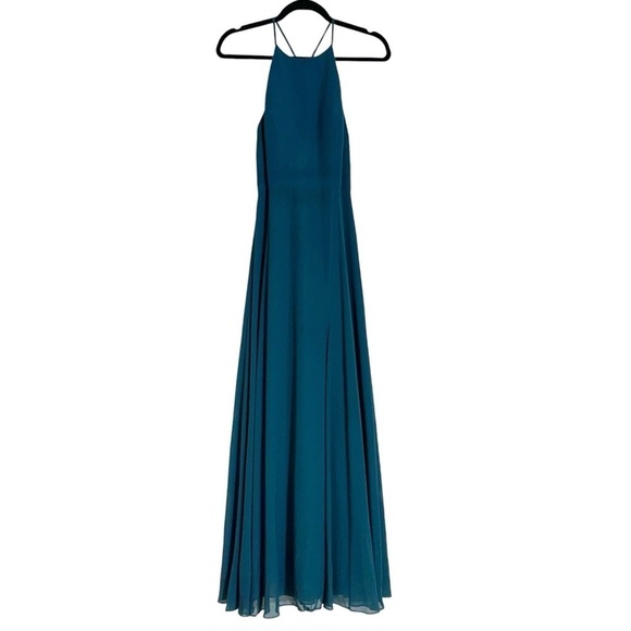 Jenny Yoo Dark Teal High Neckline Maxi Formal Gown / Dress Women’s US 4 - Picture 2 of 9